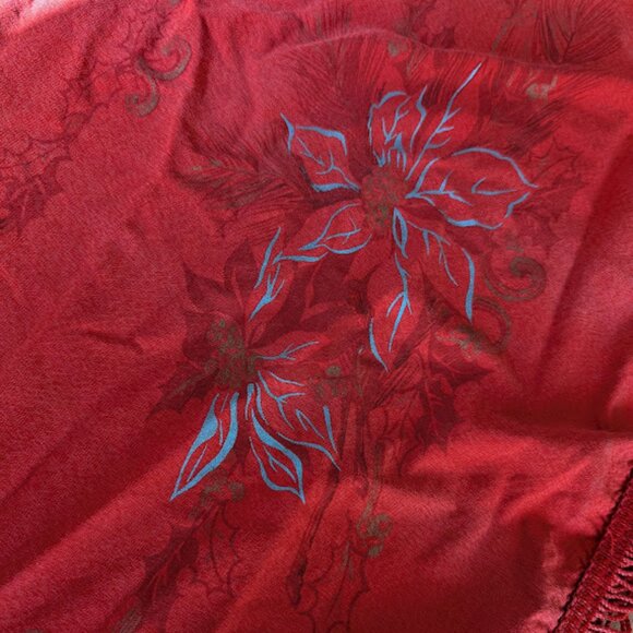 Round Vintage California Handprints Christmas Table Cloth with Fringe - Picture 4 of 6